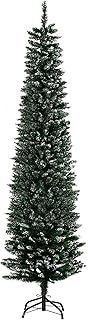 HOMCOM 6FT Artificial Snow Dipped Christmas Tree Xmas Pencil Tree Holiday Home Indoor Decoration with Foldable Black Stand, Green