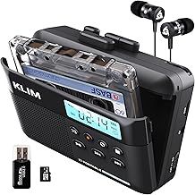 KLIM K7 Cassette Tape Player + Cassette to MP3 Converter + Portable Walkman Cassette Player + Tape Recorder with Built-in Microphone & Speaker + Rechargeable Battery + Earphones + 16GB SD Card - Black