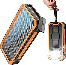 Solar Power Bank 20.000 mAh, PD20W Waterproof Solar Charger USB C External Battery Solar Chargers with Outputs, Power Bank for Smartphones, Tablets and More