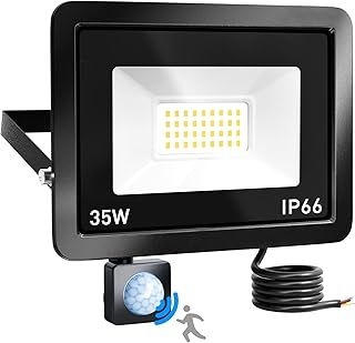 Security Lights Outdoor Motion Sensor, 35W PIR Sensor Security Light,3000 Lumen Motion Sensor Floodlight, IP66 Waterproof LED Outdoor Light Mains Powered for Backyard, Garden
