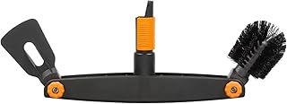Fiskars Gutter Cleaner with Individually Adjustable Brush and Scraper, Width: 4.5 cm, Black/Orange, QuikFit, 1001414