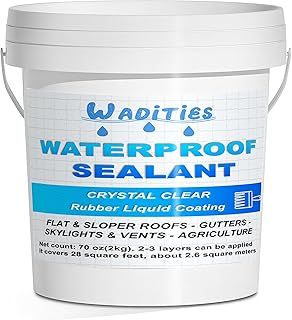 Waterproof Sealant Clear 2L(70 oz), Wadities Wall Bathroom Roof Water-Based Waterproof Coating, Invisible Repairing Leak Liquid Rubber Sealant for Indoor & Outdoor
