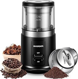 SHARDOR Coffee Bean Grinder Electric with Removable Stainless Steel Bowl,75g Large Capacity for Coffee Bean,Dried Spice,Pepper,Grain,38000rpm Powerful Grinder Motor