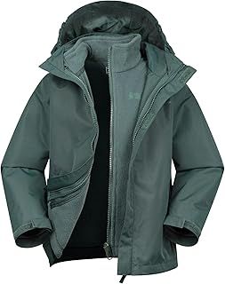 Mountain Warehouse Fell Kids 3 in 1 Jacket - Water-Resistant Triclimate Raincoat, Detachable Inner Coat & Packaway Hood - For Walking, Hiking & Outdoors
