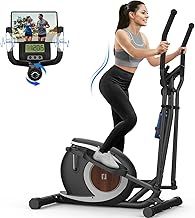 Elliptical Cross Trainer For Home Gym,16 Level Resistance Magnetic Elliptical Machine, Ultra-Quiet Compact Cross Trainer with LCD Display, Device Holder, Pulse Sensors, 120KG Weight Capacity