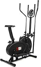 Pro XS Sports 2-in1 Elliptical Cross Trainer Exercise Bike-Fitness Cardio Weightloss Workout Machine-With Seat + Pulse Heart Rate Sensors