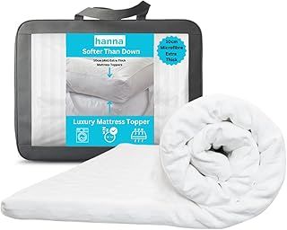 Hanna Softer Than Down 4-Inch Mattress Topper – Extra Thick, Quilted, Super Soft & Breathable Microfibre with Secure Elastic Straps for a Snug Fit (Single (90x190x10cm))