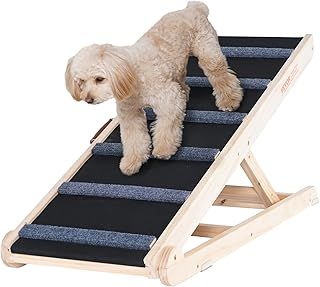 VEVOR Dog Ramp, Folding Pet Ramp for Bed, Adjustable Dog Ramp for Small, Large, Old Dogs & Cats, Wooden Pet Ramp with 41.3" Long Ramp, Adjustable from 13.77" to 25.59", Suitable for Couch, Sofa, Car