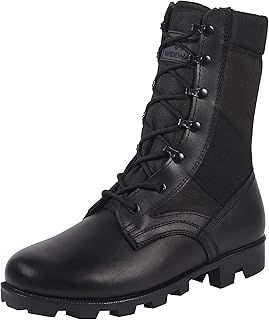 WIDEWAY Men's Military Jungle Boots Full Grain Leather Speedlace Desert Boots Combat Outdoor Work Water Resistant Boots