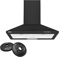 CIARRA Cooker Hood 60cm CBCB6201 600mm Kitchen Extractor Hood with Carbon Filters Recirculating&Ducting Wall Mounted Cooker Extractor Fan Black