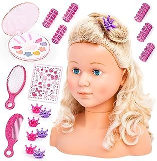 Bayer Design - Super Model Styling Head, Dressing Head with Make-Up and Hair Accessories, 27 cm