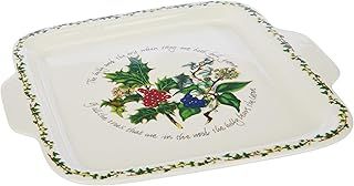 Portmeirion Home & Gifts Square Handled Cake Plate, Ceramic, Multi-Colour, 32.5 x 28.4 x 2.1 cm