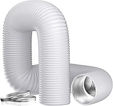 Hon&Guan Aluminium PVC Ventilation Air Ducting 4 Inch Flexible Vent Hose Pipe for Extractor Fan, Hydroponics(ø100mm*5m,White)