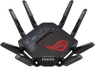 ASUS ROG Rapture GT-BE98 Quad-band WiFi 7 AiMesh Extendable Gaming Router, 25Gbps, 320MHz, 4K-QAM, Dual 10G Ports, Quad 2.5G Ports, Subscription-free Network Security, VPNs, 4G LTE/5G Mobile Tethering