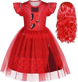 AmzBarley Descendants Rise of Red Costume Kids Girls Birthday Themed Party Fancy Dress Halloween Dress up Outfits