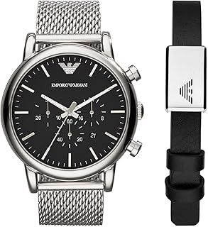 Emporio Armani Watch for Men, Chronograph Movement and 46mm Case Size with Stainless Steel, Leather or Silicone Strap
