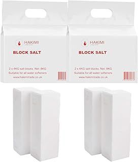 8 KG Salt Block Water Softener for Kitchen, Dishwasher, Industrial Use | Compatible with Most Water Softener Machine | Each Pack Contains 2 Blocks of 4KG Each (Pack of 2)