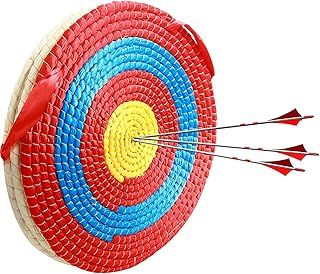 Archery Target， Solid Straw Round Target，Traditional Bow Arrow Target，Straw Target，used for outdoor sports archery bow, darts and shooting practice for adults, 50cm x 3 layers, Red