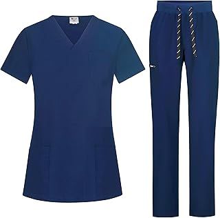 Bella Women’s Elastic Healthcare Uniform, Set with Tunic and Trousers, Medical Scrubs with Spandex