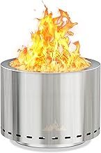 UDPATIO 19.5 inch Smokeless Fire Pit with Stand, 304 Stainless Steel Bonfire Stove for Outside, Wood Burning with Ash Pan, Portable Carrying Bag for Patio, Camping, 50 x 49.5 CM
