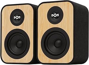 House of Marley Uplift Bookshelf Speakers - Bluetooth Speakers with AUX Input & RCA Cable, Smartphone, Turntable Compatible - Hifi Active Bookshelf Speaker, Sustainable Design