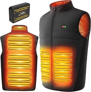 Heated Vest, Gilet for Men Women with Power Pack Included, 7.4V/5V Electric Body Warmer, Jacket Washable, 3 Heating Level|6 Heat Up Zone, Self Warm Waistcoat, Lightweight Winter Outdoor Clothing