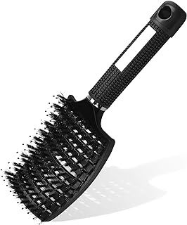 Hair Brush, Boar Bristle Paddle Hairbrush for Women, Soft Massage Hair Comb, Detangle Hair Brush for Long Thick Curly Hair, Reducing Hair Breakage and Frizzy