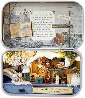 Cuteefun Miniature DIY Dolls House Kit, Wooden Photo Frame Style Doll house Kit with Furniture, Dust Proof, Handmade Crafts for Adults, Gift for Birthday, Valentine's Day Father's Day(Winter Life)