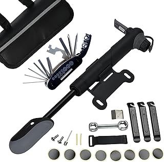 DAWAY Bike Repair Tool Kits - Bicycle Repair Bag & 120 PSI Bike Pump or Saddle Bag Set, with 16 in 1 Bicycle Multitool, Bike Tyre Levers Wrench, Portable Patches Fixes - Practical Cycling Accessories