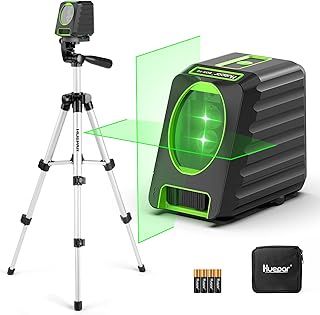 Huepar Laser Level with Tripod, Huepar 150Ft Self Leveling Lazer Level Outdoor Use, 150° Vertical Green Cross Line Level Laser for Picture Hanging, Tile, Construction Project