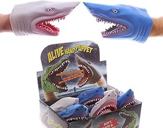 Puckator Shark Head Hand Puppet Shark Themed - Hand Puppet - Finger Hands - Shark Toys For Boys And Girls - Small White Shark Hands - Finger Monsters - Imaginative Play