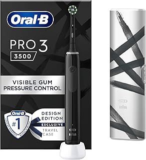 Oral-B Pro 3 Electric Toothbrushes Adults, 1 Toothbrush Head & Travel Case, 3 Modes with Teeth Whitening, 2 Pin UK Plug, Black