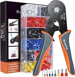 Bootlace Ferrule Crimping Tool, Preciva 0.08-16mm²/AWG 28-5 Ferrule Crimper-Tool with 1200pcs Ferrules, Self-Adjsutable Ratchet Wire Crimping-Tool,Wire Terminal Device Set