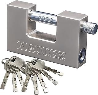 MDP90 [10 Keys] Container Padlock Heavy Duty Outdoor - [Anti Drill, Anti Pick Cylinder] - Also Used As Security Lock for Garage, Shed, Motorbike Silver