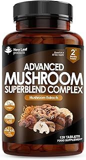 Mushroom Complex - Lions Mane Mushroom Cordyceps Mushroom Chaga Mushroom Reishi Mushroom Shiitake and Maitake Mushroom Blend - High Potency Mushroom Supplement - Made in The UK Made in The UK
