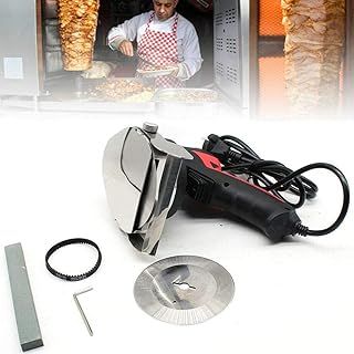 Gyro Knife Electric Kebab Slicer, Stainless Steel Commercial Shawarma Meat Cutter, Type Gyro Cutter Kebab Slicer Sliced Meat Gyros Knife, Adjustable Thickness 0 to 8 mm,Black