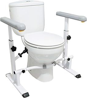 KMINA - Toilet Frame for Disabled and Elderly, Sturdy Toilet Safety Rails, Grab Rails for Bathroom, Free Standing, Disabled Toilet Seat, Height and Width Adjustable