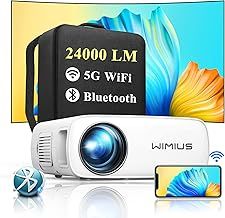 Projector, 24000 Lumen WiFi 6 Bluetooth 1080p Full HD Projector 4K Supported, 6D/4P Keystone 50% Zoom WiMiUS Portable Home Cinema Projector,Outdoor Movie Projector for iOS/Android/TV Stick/PS5/PPT