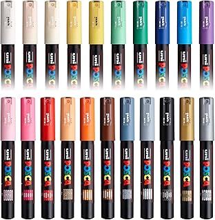 Posca PC-1M Paint Art Marker Pens - Fabric Glass Metal Pen - Full Range Set of all 21 Colours - In Gift Wallet Packaging