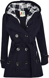 A2Z 4 Kids Kids Girls Parka Jacket Hooded Trench Coat Fashion Wool Blends Warm Padded Jacket Oversized Lapels Belted Cuffs Long Overcoat New Age 5 6 7 8 9 10 11 12 13 Years