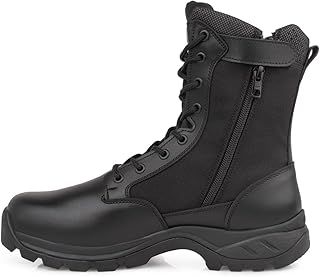 LUDEY Men's Breathable Military Boots Commando Outdoor Desert Tactical Boots Combat Boots Army Patrol Boots Security Police Shoes leather with Zipper IDS-928