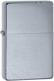 Zippo Windproof Metal Long Lasting Best Fluid | Perfect for Cigarettes Cigar Candle Pocket Lighter | Vintage with Slashes | Brushed Chrome, Brass, One Size