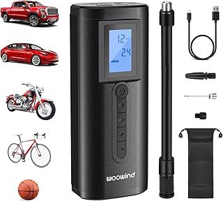 Woowind AP2-P Cordless Tyre Inflator Electric Bike Pump with Digital Pressure Gauge, Rechargeable Car Portable Air Compressor Tyre Pump for Car, Bicycle, Motorcycle, Scooter,Balls