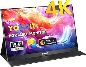 Yodoit Portable Monitor 15.6" 1920×1080 FHD Monitor Screen IPS Display with USB Type C Port and Built-in Speakers with Smart Cover Monitor Compatible with PC, Laptop, MacBook, Xbox