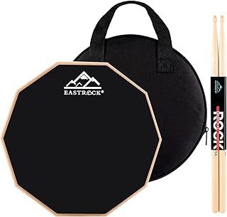EASTROCK Practice Drum Pad, Beginners Drum Pads 11 Inches Double Sided Slient, Rubber Dumb Drum with Drumsticks and Storage Bag (11", Black)