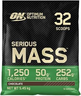 Optimum Nutrition Serious Mass Protein Powder High Calorie Mass Gainer with Vitamins, Creatine and Glutamine, Chocolate, 16 Servings, 5.45 kg