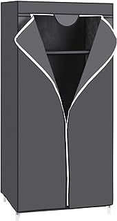 SONGMICS RYG83GY Fabric Wardrobe Folding Wardrobe with Hanging Rail, Simple Dressing Room, Organiser for Toys, Shoes, Bags, Living Room, Bedroom, Cloakroom, 75 x 45 x 160 cm, Grey