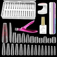 Nail Tips Kit, with 320PCS Auxiliary Line Nail Tips in 15 Sizes, Nail Glue, UV Lamps for Gel Nails, Acrylic Nail Cutter, Nail files and Nail Buffer, Acrylic Nail kit for Nail Perfect for Beginners