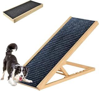 Pet Ramp, 4 Height Adjustable Cat & Dog Ramp for Bed/Couch/Car, Folding Pet Ramp with Non Slip Carpet Surface for Large/Small Dogs