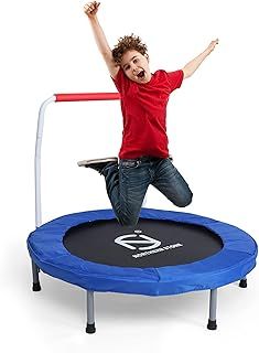 36-Inch Folding Mini Fitness Trampoline Aerobic Exercise Rebounder with Handle